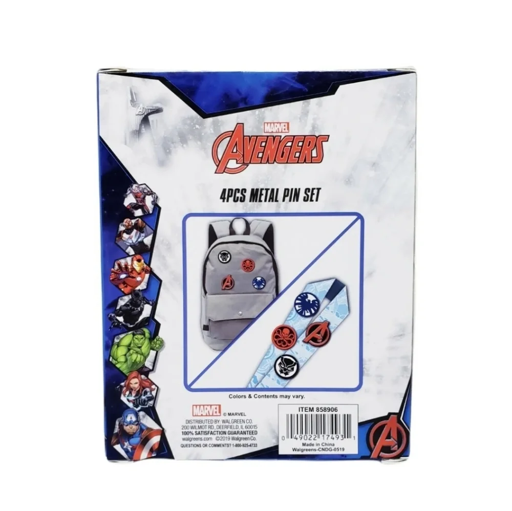 Marvel Avengers 4Pcs Metal Pin Set Logos Shield Avengers Hydra Black Panther New